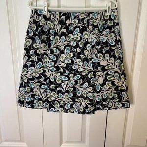 Ann Taylor Loft Navy White Green Print 8 Skirt